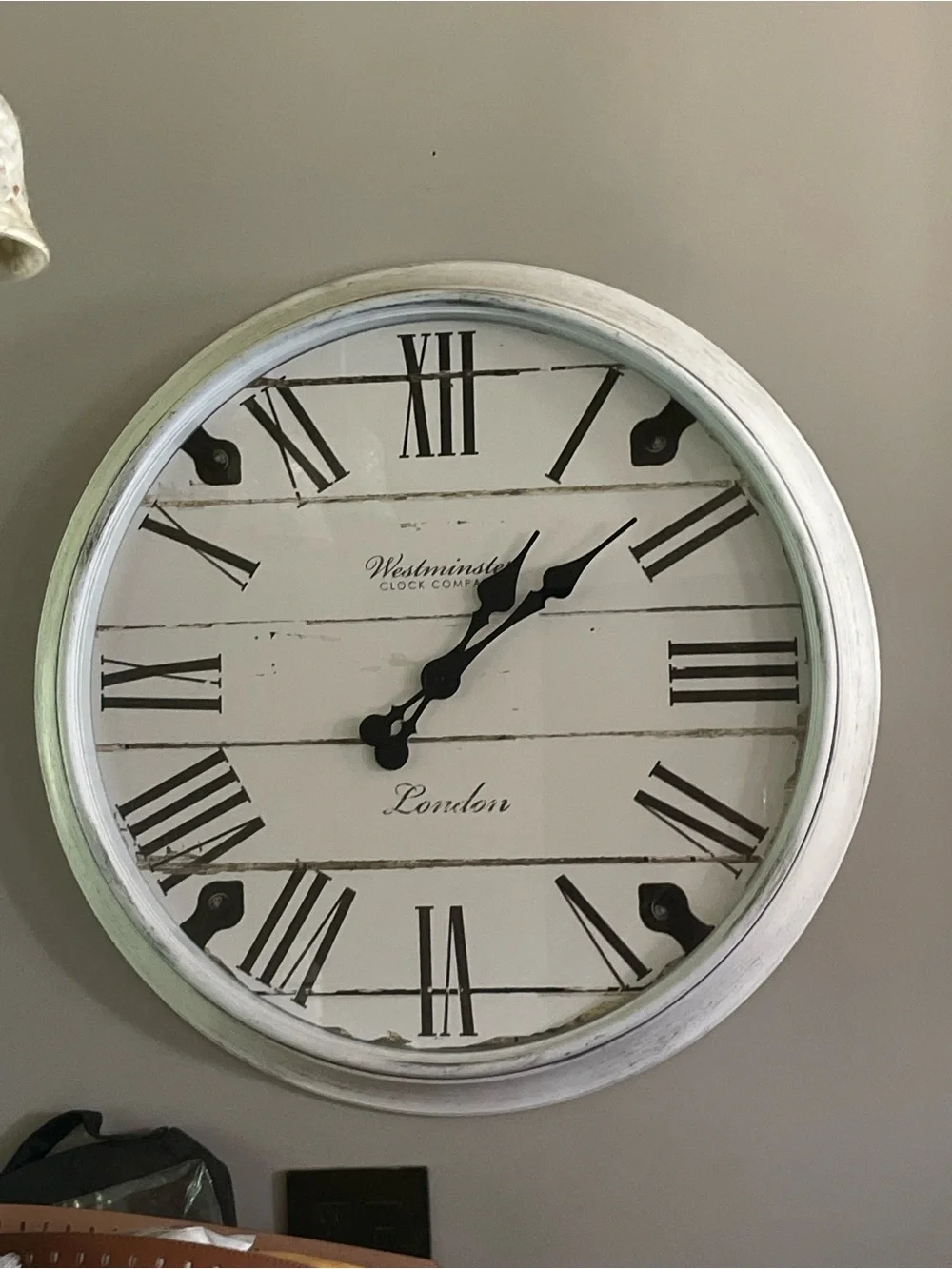 Westminster 30” Roman Numeral Farmhouse Style Wall Clock